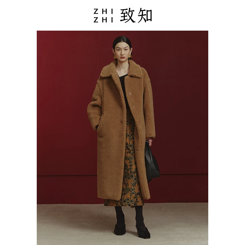 致知 应景乐 泰迪大衣外套女2024新款时尚进口骆驼绒ZZ2CWWWW061
