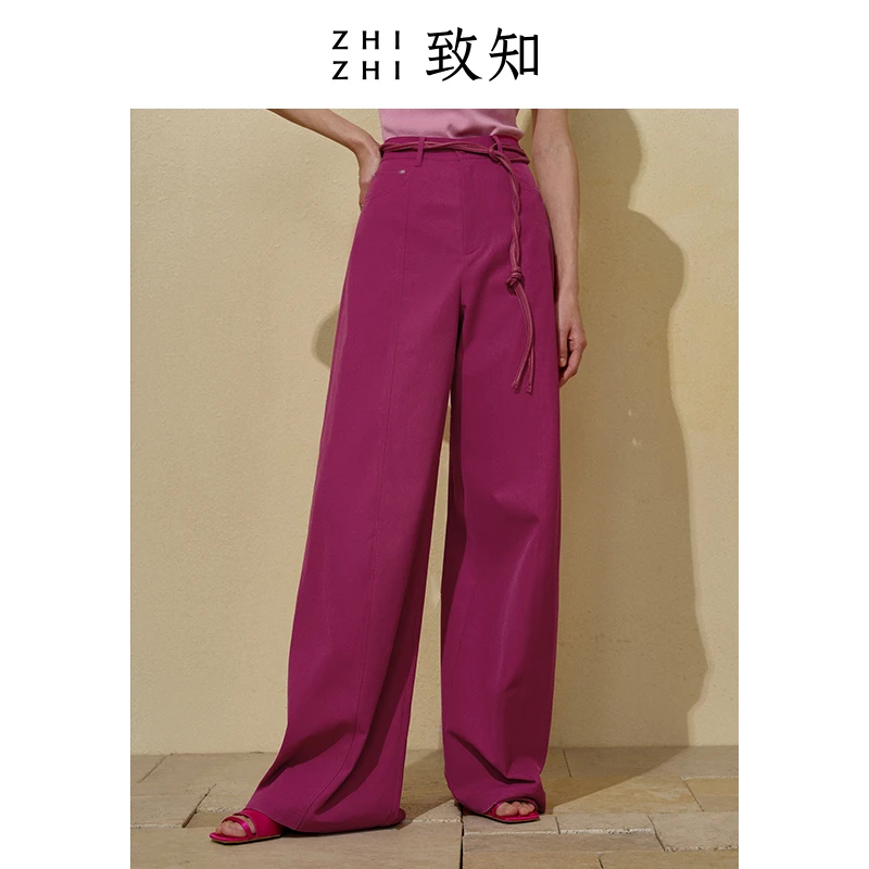 致知云峰 阔腿裤女2023新款高腰牛仔式休闲热力感穿搭ZZ2CMWK2098