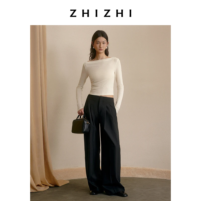 【徐大慧专属】致知 越山青 阔腿裤女宽松廓形松弛直筒ZZ2DAWK3049