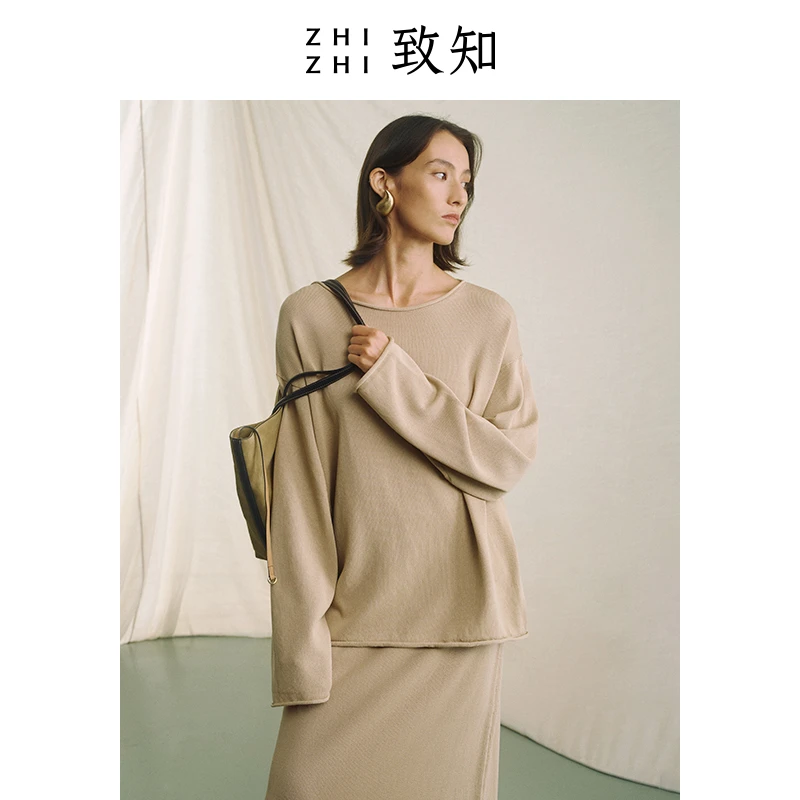 致知 书锦堂 雅丹风针织松罩衫24新款休闲运动感宽松ZZ2DSKZL058