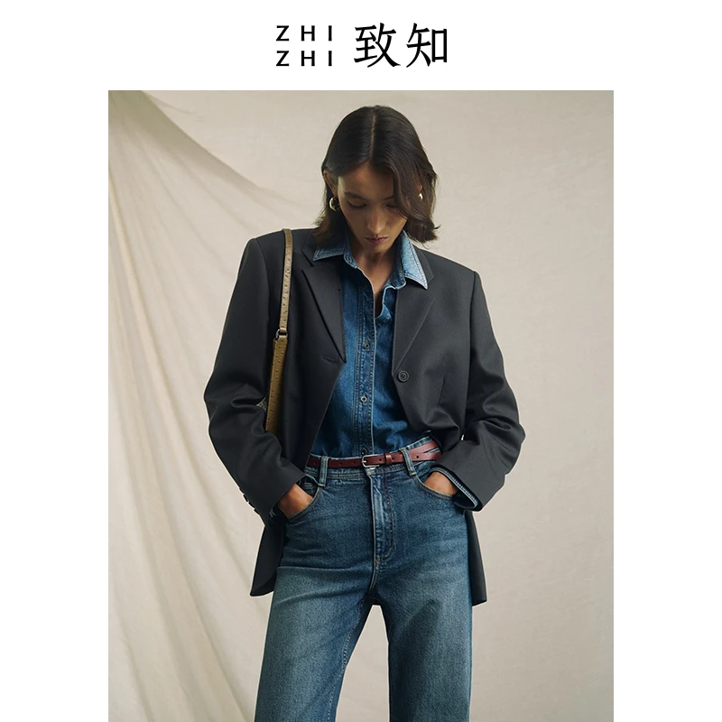 【温躲躲专享】致知 风入松 毛边领气质西装毛边精裁ZZ2DSWXC012