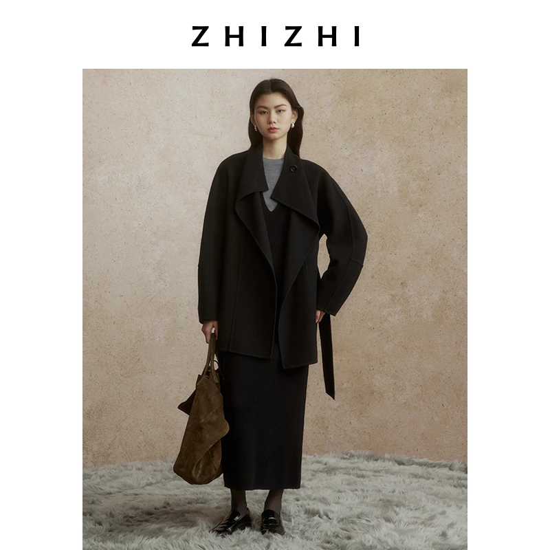 致知莫思归 浪漫呢中长款立领毛呢大衣冬小个子高级感ZZ2DWWJ8015