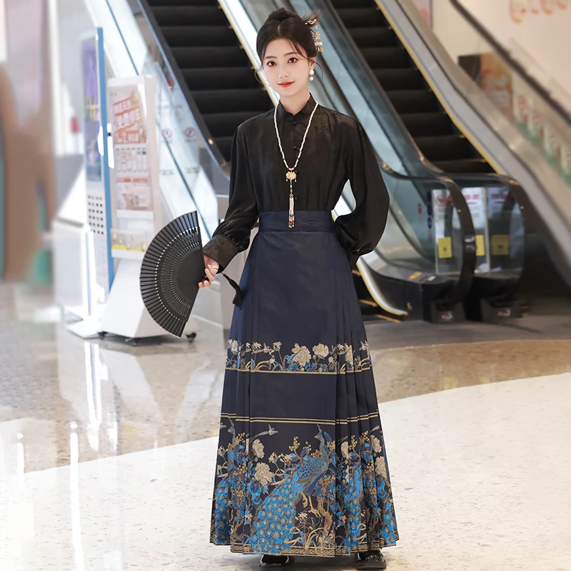 秋冬新中式上衣亲子款马面裙轻母女国风日常套装高端明制汉服成人