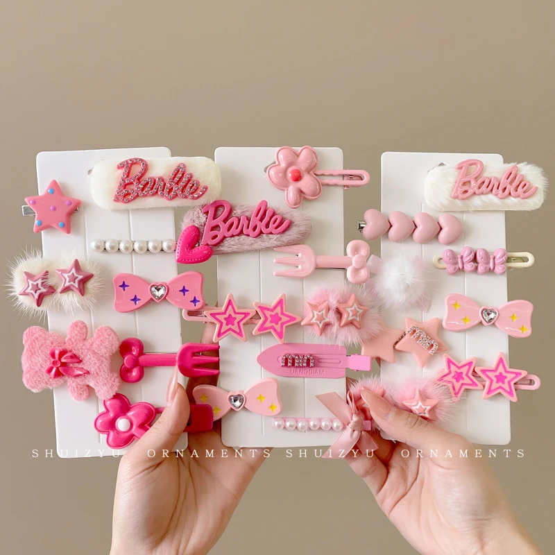 秋冬发夹女童毛绒发夹前额侧边鸭嘴碎发刘海夹女儿童毛毛夹子头饰