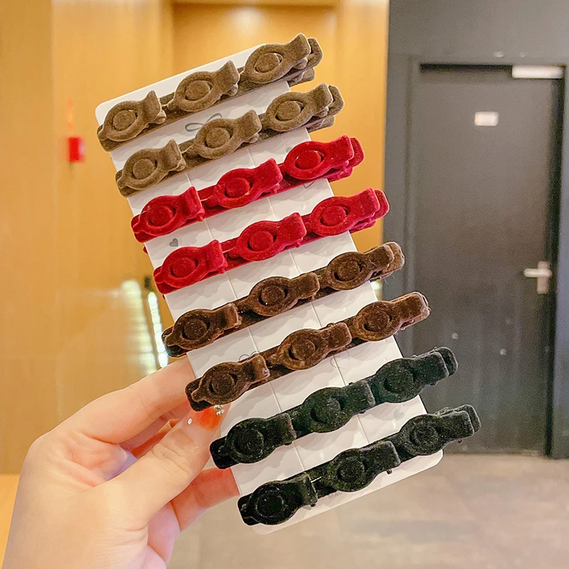 植绒编发发夹女夹子头饰网红2023年新款侧边刘海神器纯色儿童发卡