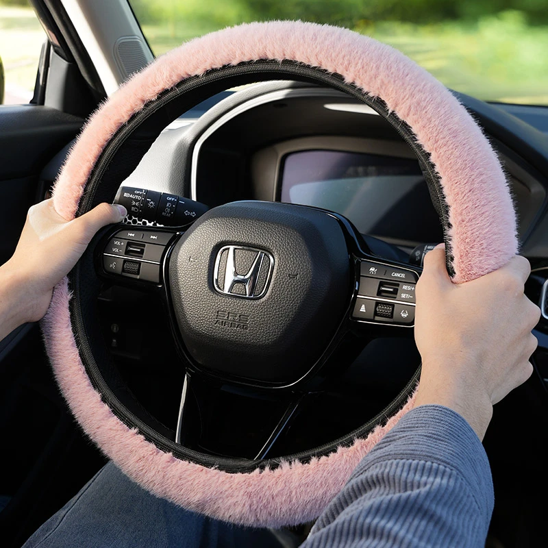 汽车方向盘套冬季毛绒雪貂绒长短毛绒保暖车把套防滑耐刮高档车用