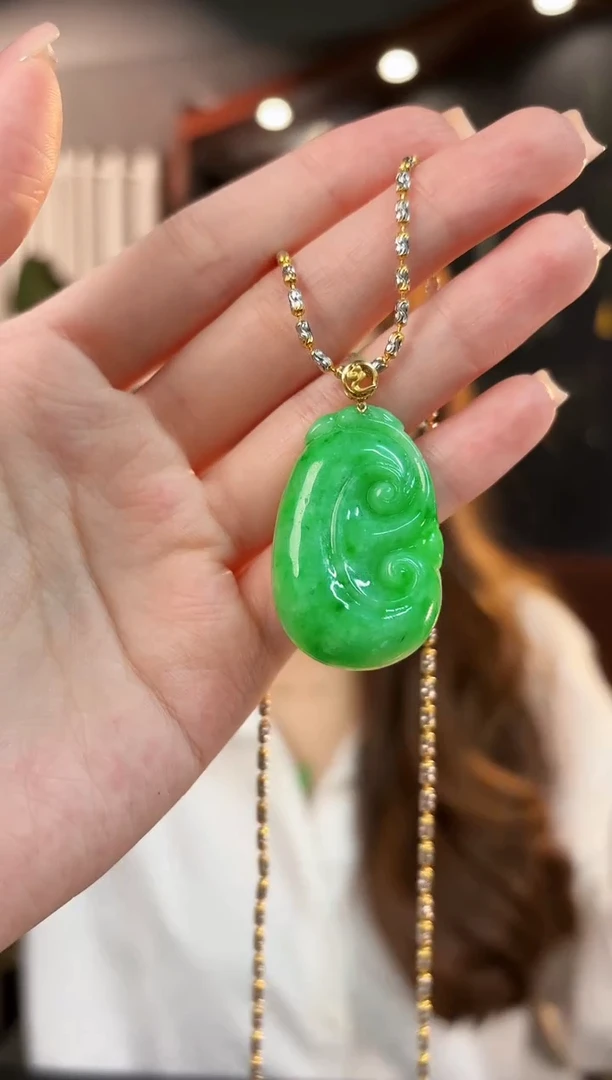 【闪购商品】翡翠颈饰18K金镶嵌缅料A货/支持复检/一件