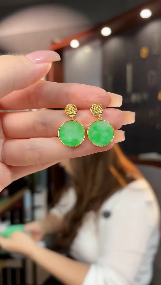 【闪购商品】翡翠耳饰银S925镶嵌缅料A货/支持复检/一件