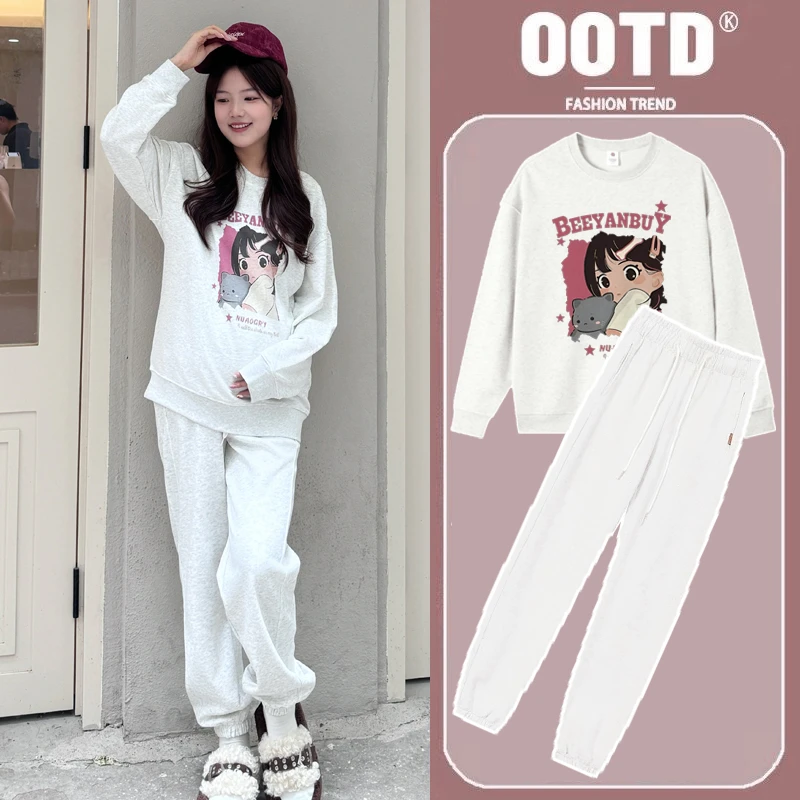 孕妇秋季套装时尚洋气网红孕妇装秋装宽松上衣一整套秋冬气质休闲