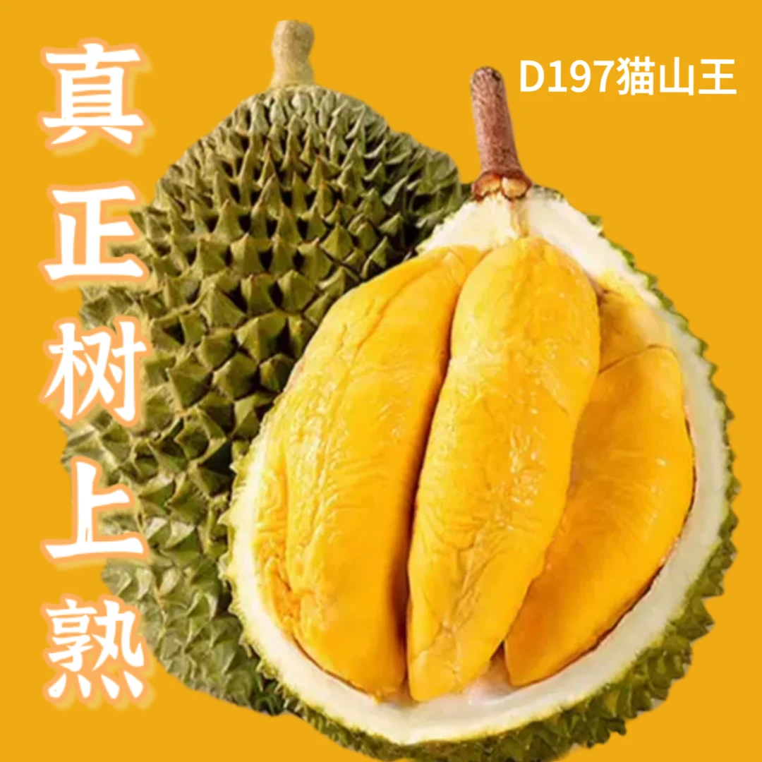 【鲜果】新鲜猫山王D197AA果马来西亚树熟榴莲小时达当季新果香浓醇香(开果不退)500g 核小猫山王马来西亚