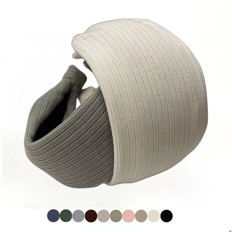 新款莫兰迪色宽边发箍暗纹显脸小精致手作发卡黑色遮白发四季可戴