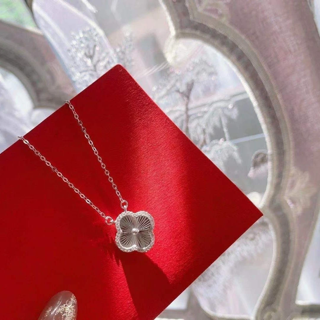 吊坠足银 990幸运四叶草厚纯银项链情侣简约礼百搭情人节日小众