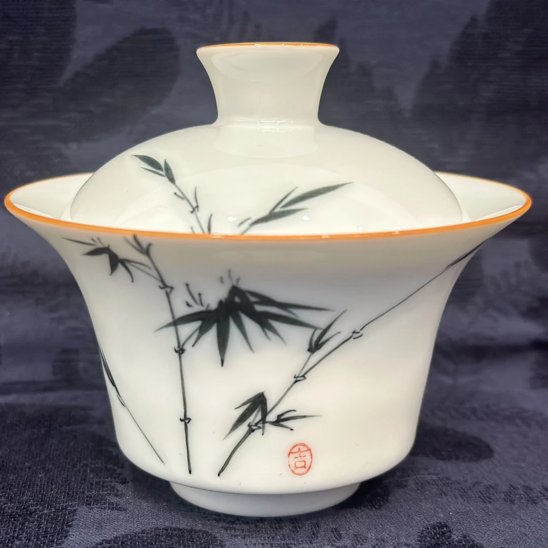 釉下彩瓷器茶具盖碗主人杯大号蝶恋花