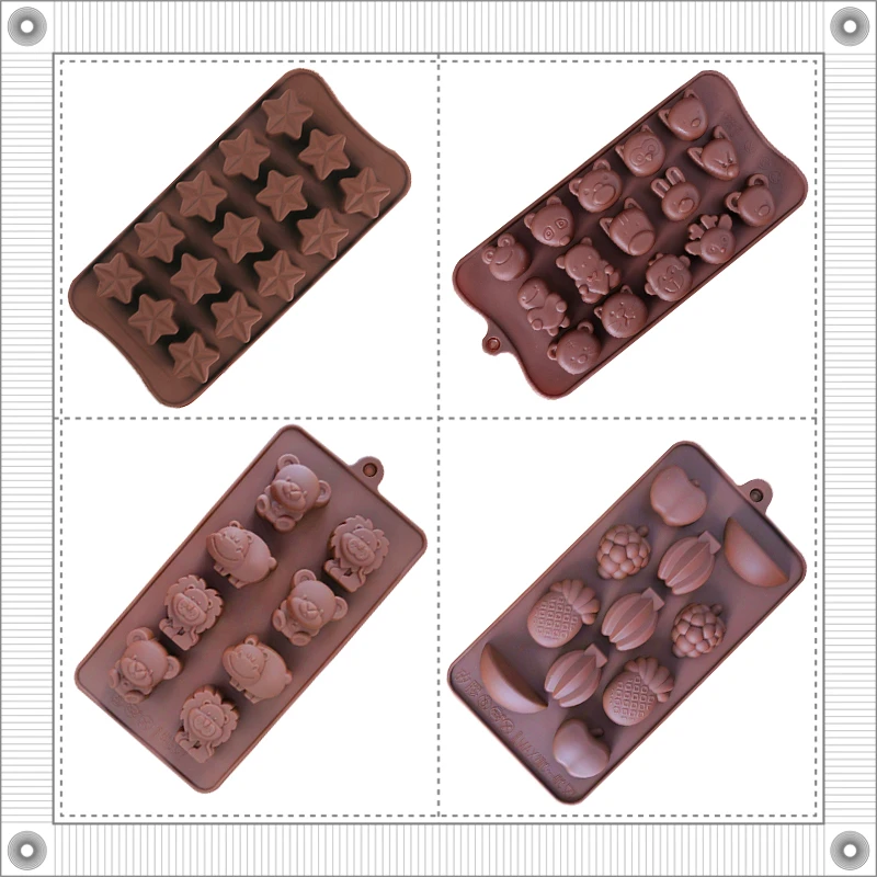致焙祺创意水果可爱动物五角星硅胶制冰格巧克力果冻布丁米糕模具