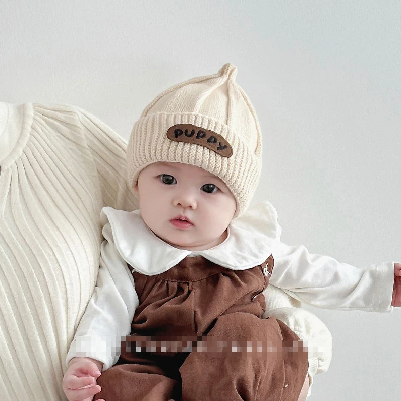 婴儿帽子秋冬季针织帽小月龄宝宝护耳帽冬天外出南瓜帽儿童套头帽
