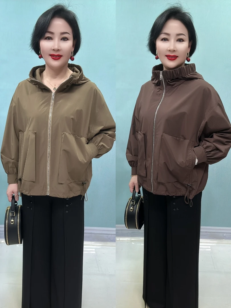 GY#82309韩版时尚洋气连帽上衣女外套，衣长62