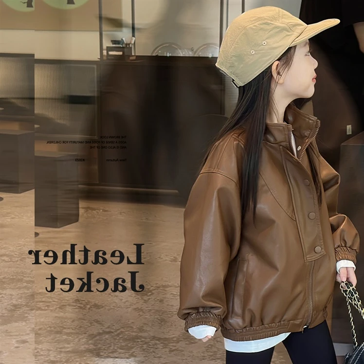 卷卷kids童装女童皮衣外套秋冬2025新款洋气时髦上衣儿童皮夹克