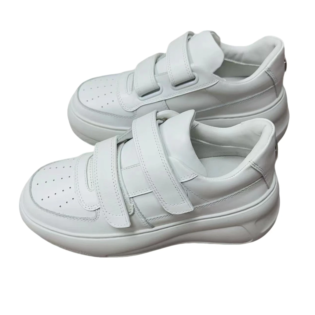 新款小众设计休闲时尚百搭笑脸款魔术贴厚底增高女款小白鞋休闲鞋