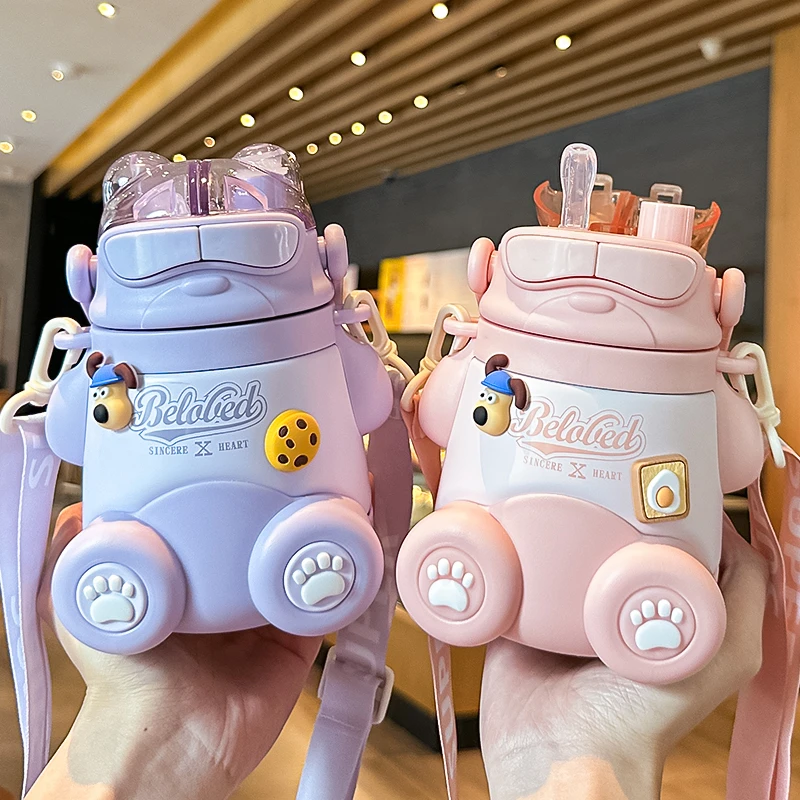 儿童保温杯女孩上学专用食品级316水杯小学生幼儿园双饮吸管杯子