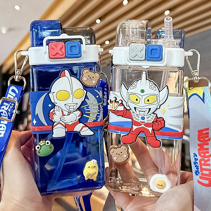 奥特曼水杯儿童男孩夏季上学专用夏天吸管杯网红防摔便携双饮杯子