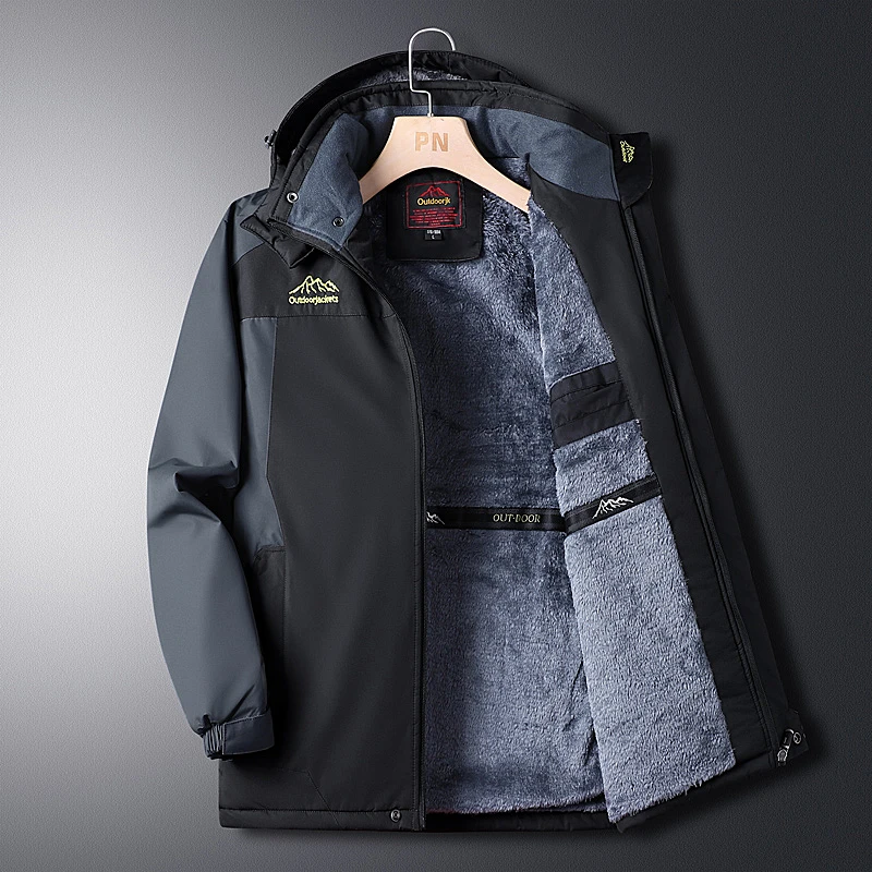 西域骆驼冲锋衣男加绒加厚冬季棉衣中年大码防风保暖棉服冬装外套