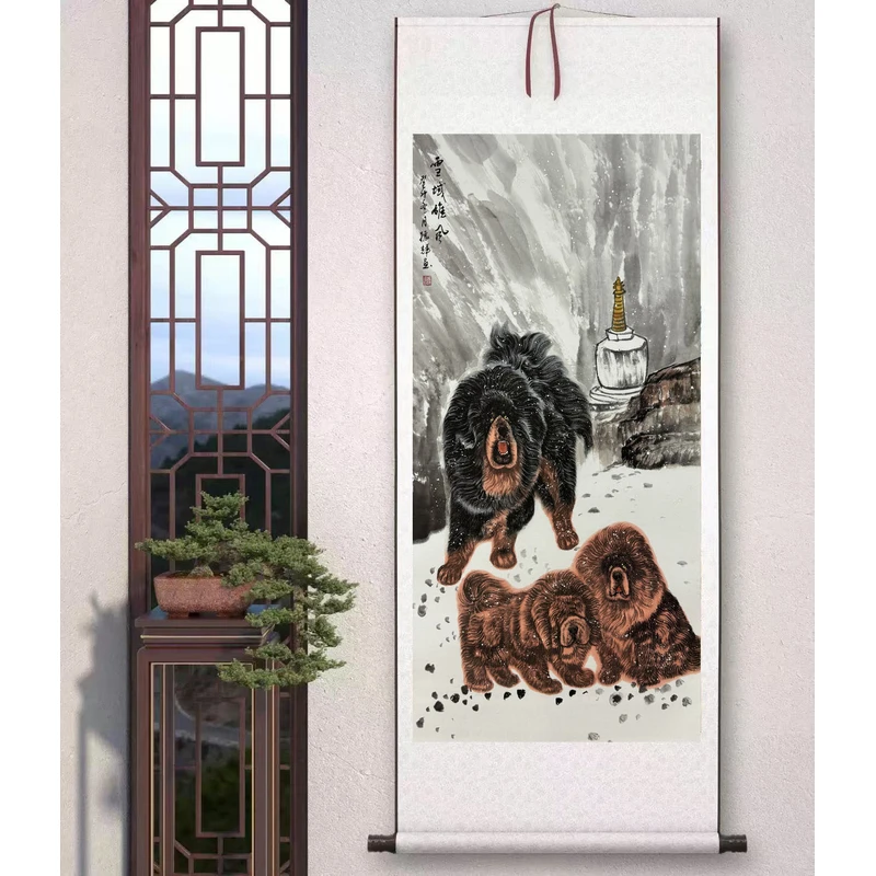 包邮《雪域雄风》中堂画玄关画艺术装饰画软装裱