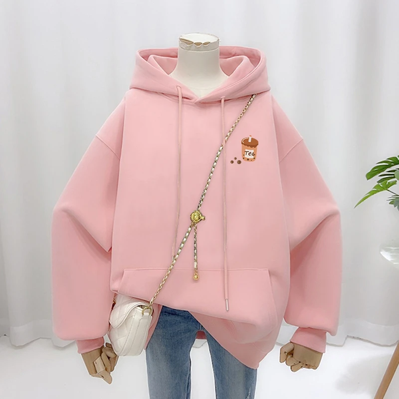 oversize美式连帽卫衣女春秋薄款大码宽松慵懒风早秋上衣外套潮牌