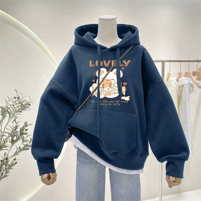 胖mm卫衣女2023新款秋冬连帽大码加绒加厚慵懒风宽松遮肚藏肉上衣