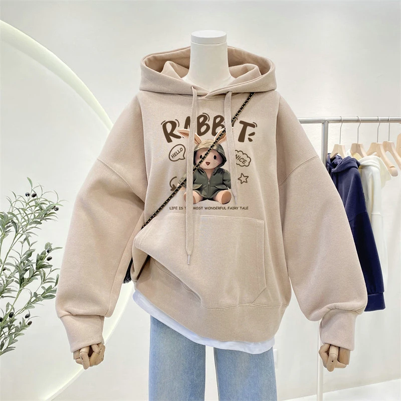 240斤胖mm连帽卫衣女士秋冬季2024新款大码宽松加绒加厚上衣外套