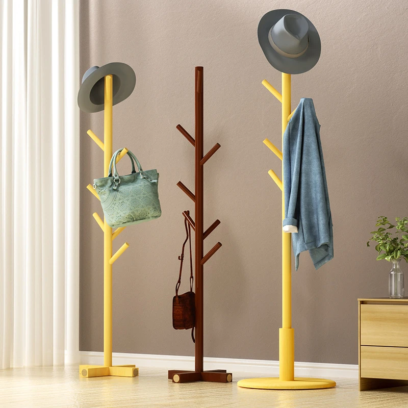 实木衣帽架北欧风家用落地挂衣架简约收纳置物架轻奢