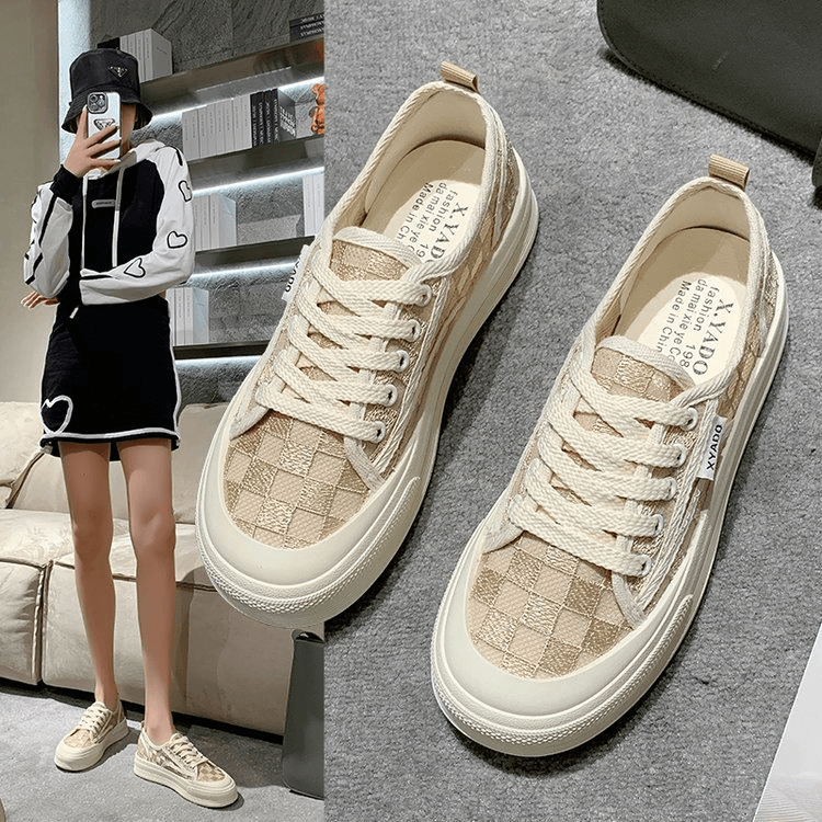 冬季回力休闲小白鞋女2023板鞋小香风蕾丝渔夫鞋休闲运动鞋女百搭