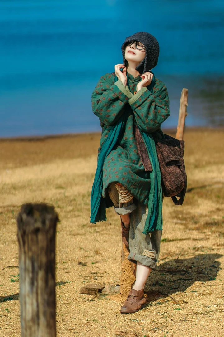 麻依者冬款 设计盘扣复古棉袍M-013