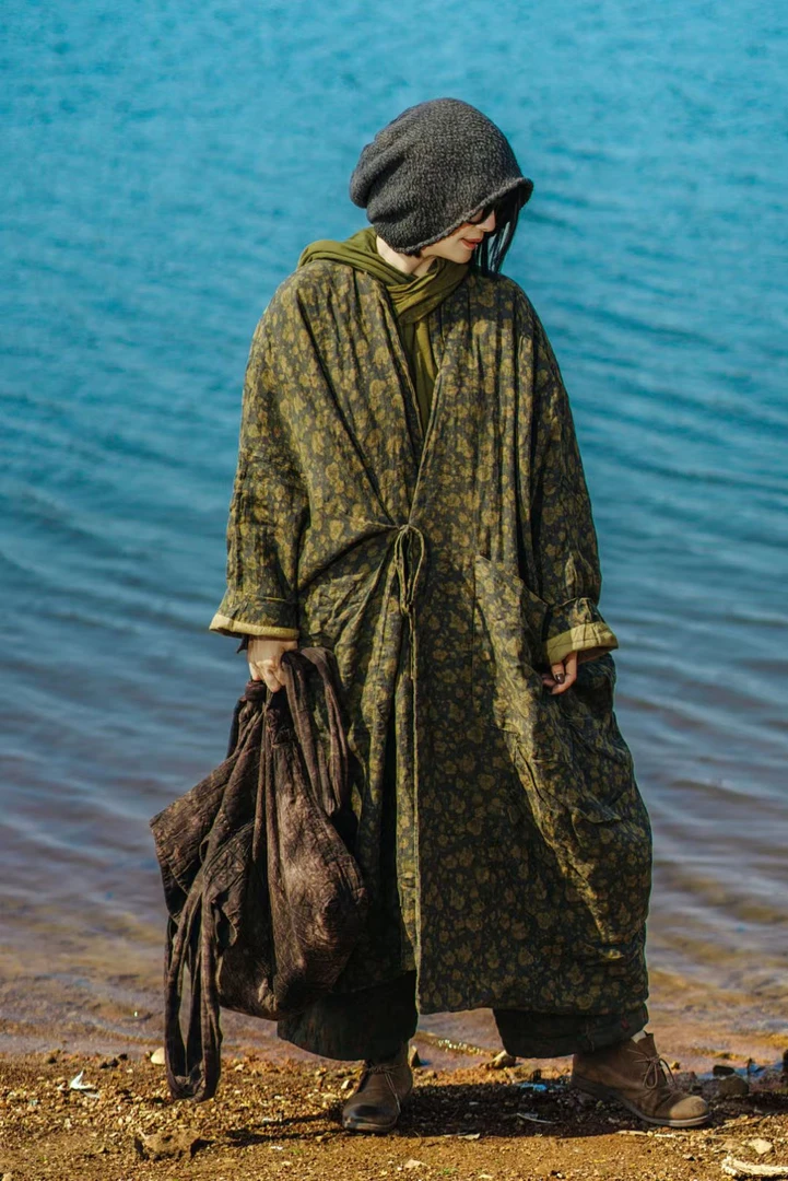 麻依者冬款设计时尚复古棉袍M-006