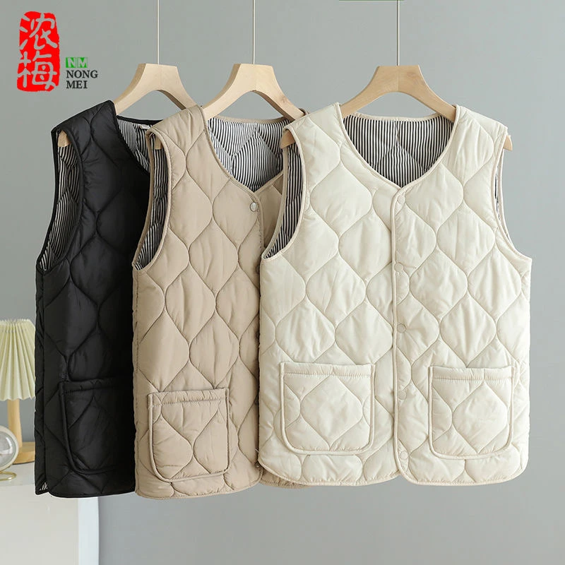 666款中老年保暖内搭外穿加厚马夹秋冬大码无袖马甲时尚短款外套