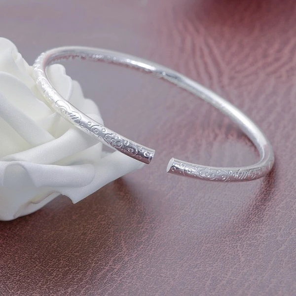 铜合金手镯 铜合金手镯银色手镯简约实心细款波西米亚素女款开口