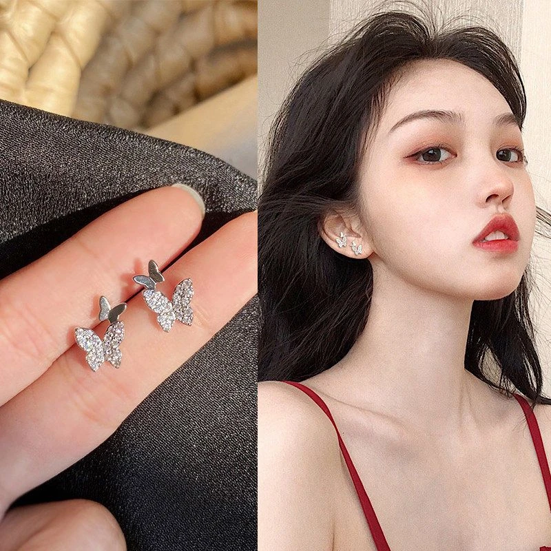 合金耳饰 蝴蝶耳钉2025年新款潮简约小巧高级耳环女气质网红耳钉