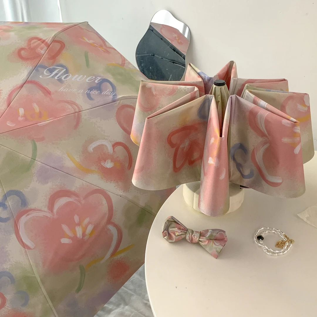 【花园画报】油画少女晴雨两用伞遮阳伞太阳伞防晒防紫外线女夏