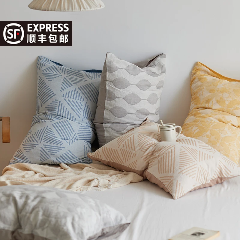 麦坡60S纯棉100%全棉民宿成人一对装枕头套色织提花48*74四季通用