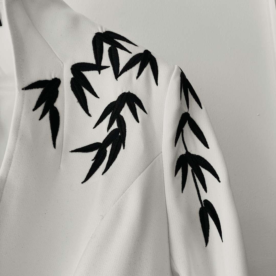 白色竹叶定制西装外套