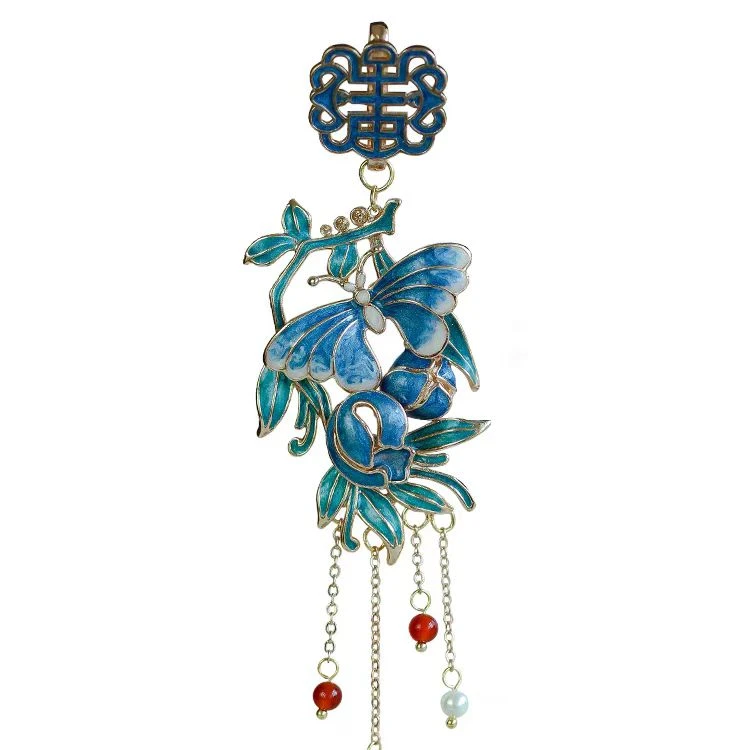 非金属树脂胸针 如意绽放蓝压襟