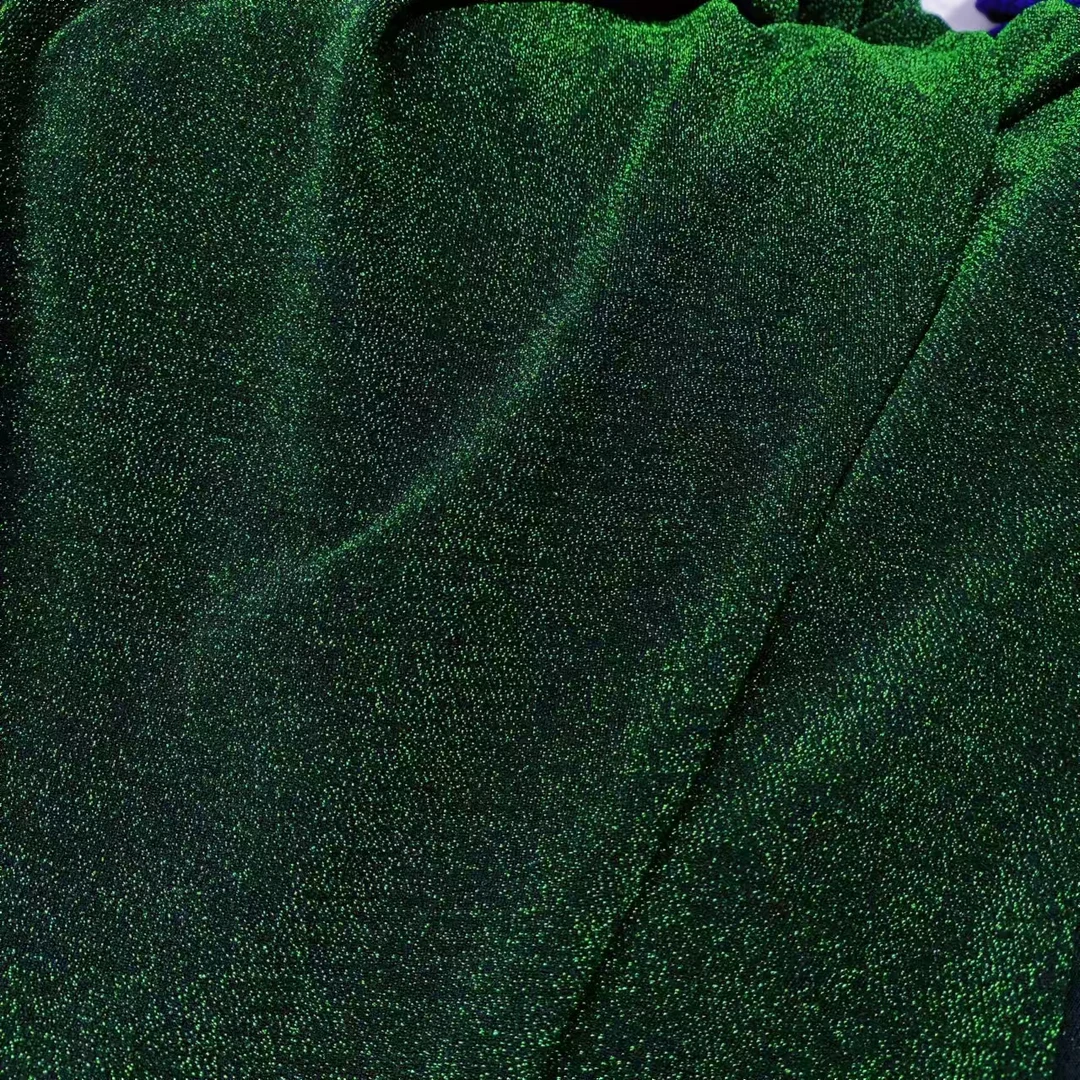 弹力亮丝服装面料  绿色