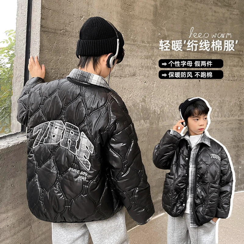 【开播福利】男童假两件棉衣防寒棉袄中大童加厚外套|22dr11