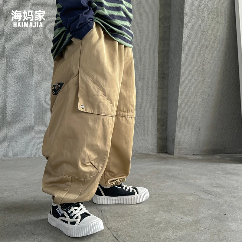 【现 潮酷大口袋】男童港风百搭老爹裤大童休闲工装裤|23ck20