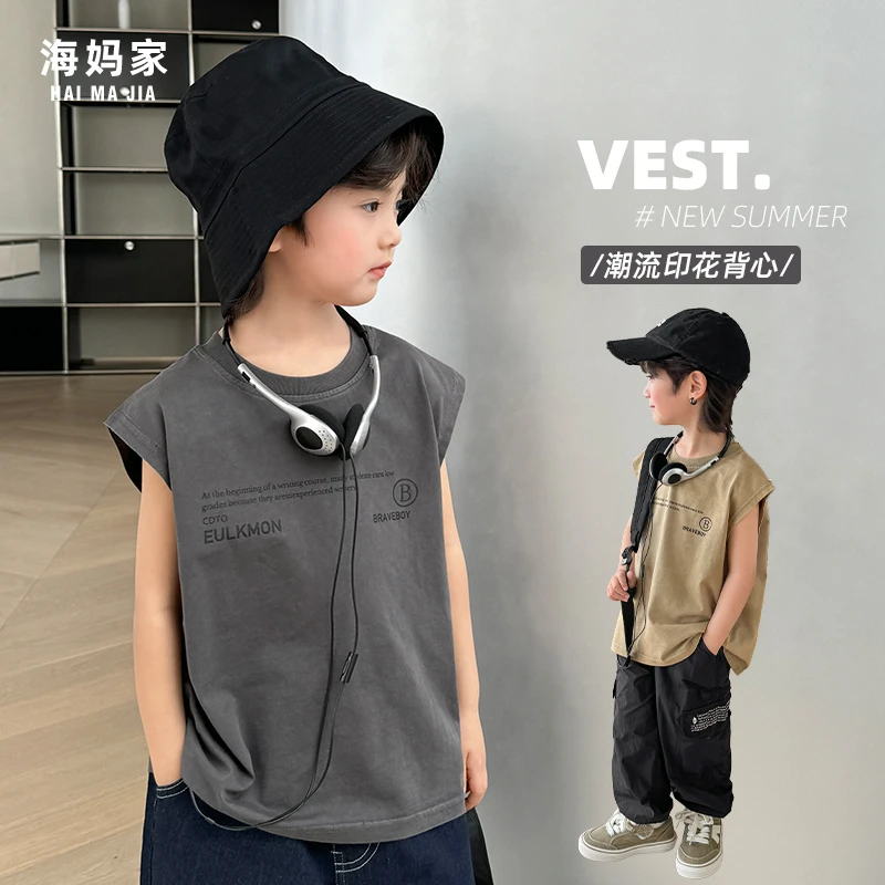 【开播福利】男童无袖T恤宽松休闲夏季韩版潮流棉背心|24bg03