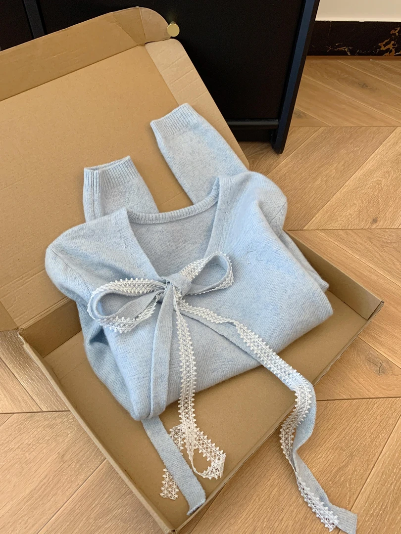 原创设计小众奶fufu时尚毛衣女针织衫2025秋季新款减龄气质上衣