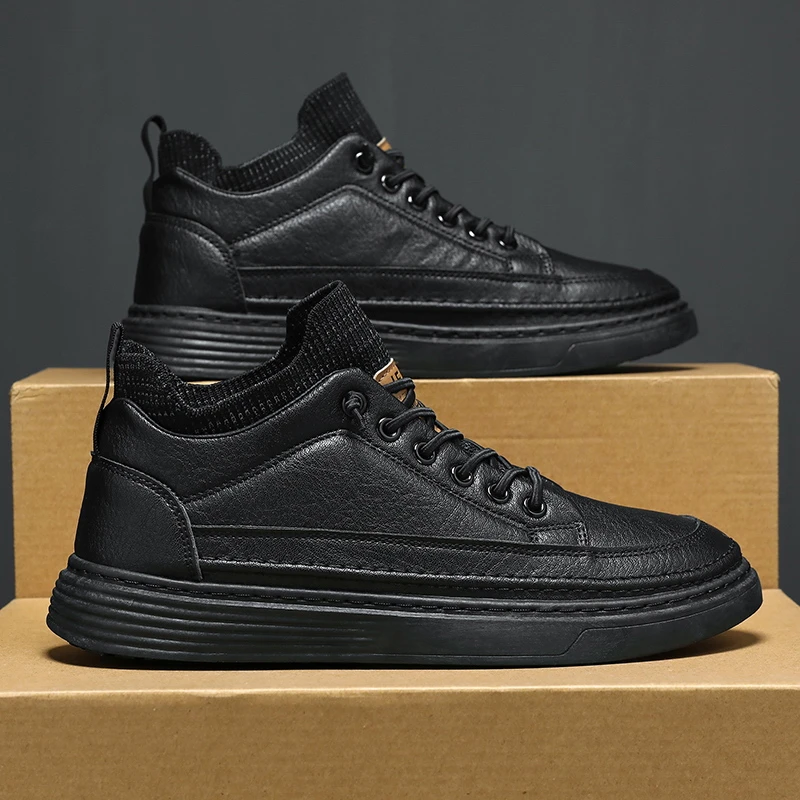 男鞋2024新款冬季黑色板鞋男士潮流百搭休闲运动跑步板鞋防滑潮鞋