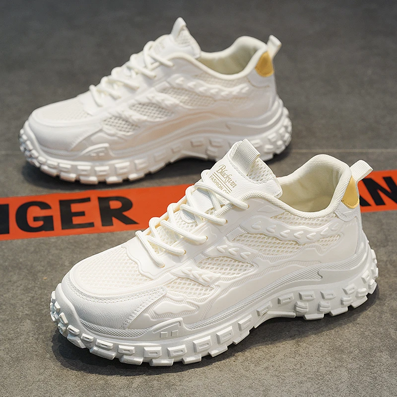 男鞋透气网面鞋冬季2024新款学生休闲运动鞋百搭低帮厚底防滑潮鞋