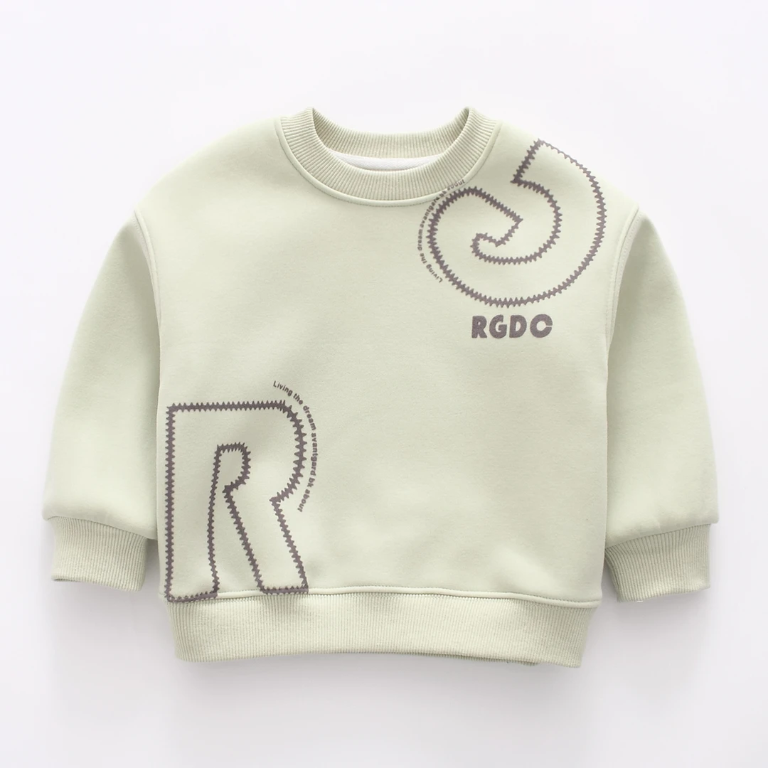 (奥粒绒加厚超柔贴身)植绒字母1-10岁冬儿童加绒卫衣N-235810