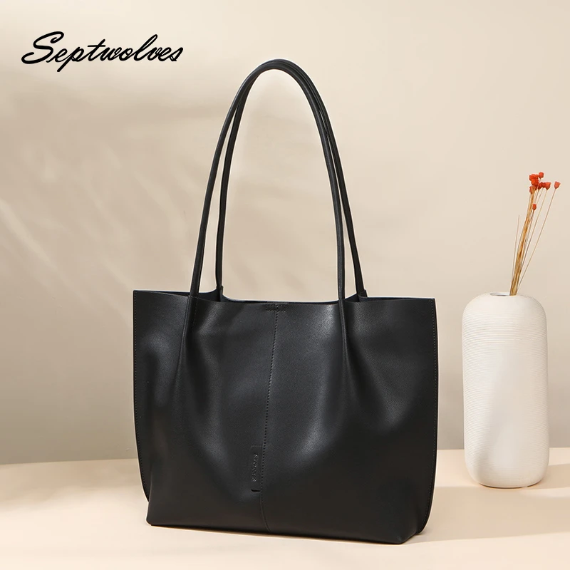 七匹狼包包女2024新款真皮大容量上班学生上课通勤大包单肩托特包