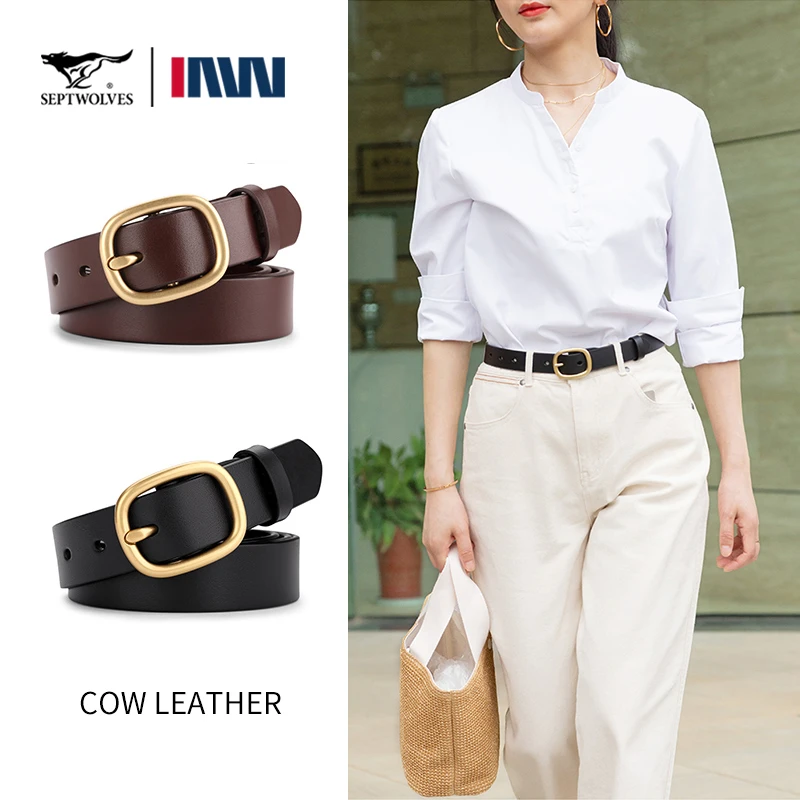 七匹狼针扣皮带女士2024新款真皮牛仔裤腰带装饰小众女式细裤带